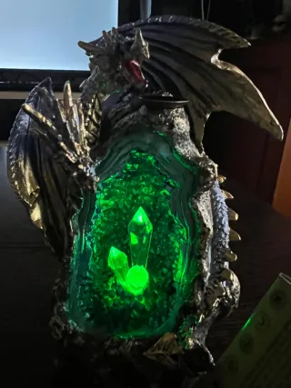 Quemador Incienso Dragón Geoda Teal Dorado