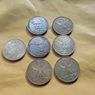 7 Monedas Plata Alemania 5 Marcos