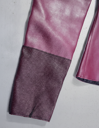 Cazadora Cuero Granate Pinchos Rockera Gótica  XL