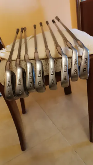 Palos, bolsas, carro y bolas golf