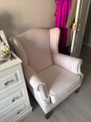 Sofá infantil rayas rosa y blanco