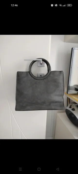 Borsa donna in pelle grigia