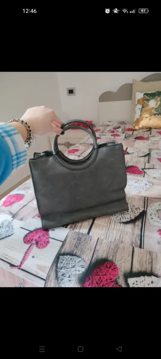 Borsa donna in pelle grigia