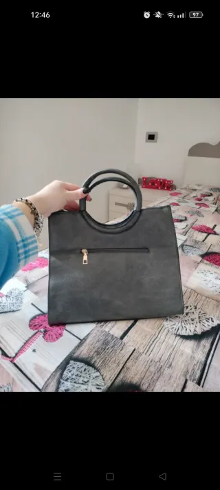 Borsa donna in pelle grigia