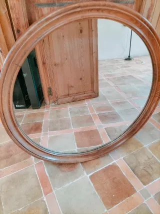 Espejo Redondo Marco Madera.