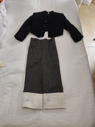 Traje Flamenco Niño Negro y Blanco Talla 2-3 años