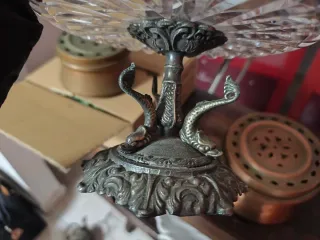 Alzatina in vetro e metallo anni 50