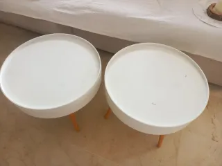 Conjunto 2 mesas redondas blancas