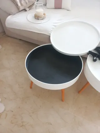 Conjunto 2 mesas redondas blancas