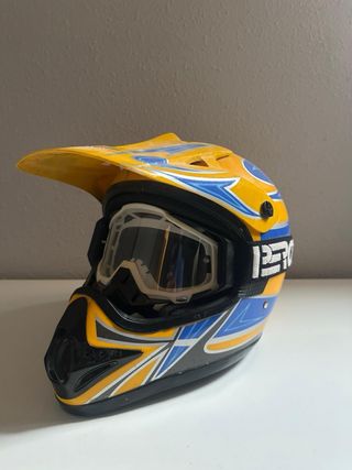 Casco Motocross Amarillo y Azul