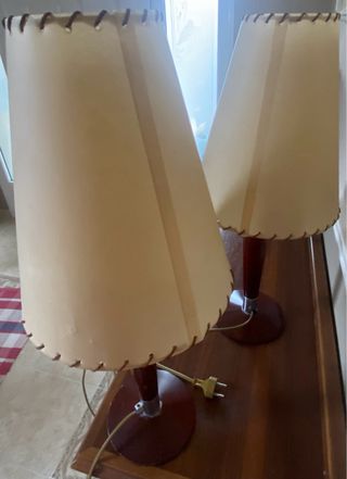 2 Lámparas de Mesa Beige y Marrón