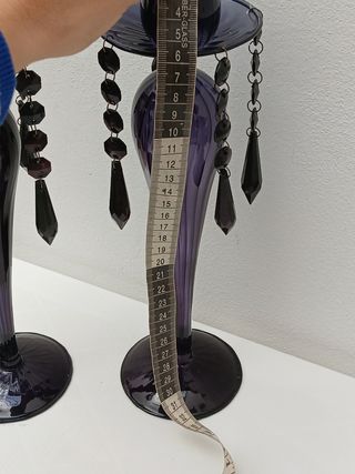 Coppia Portacandele Vetro Soffiato Viola