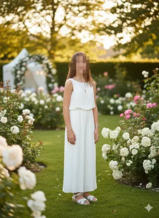 Mono plisado niña ceremonia blanco