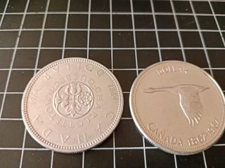 2 Monete Canada 1 Dollaro Argento 1964 e 1967