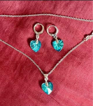 Conjunto Plata 925 Corazón Azul