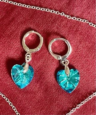 Conjunto Plata 925 Corazón Azul