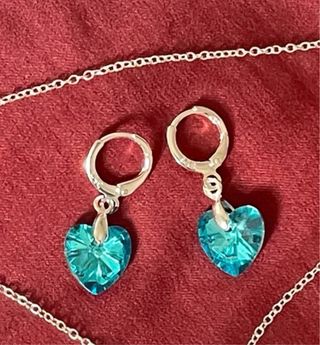 Conjunto Plata 925 Corazón Azul