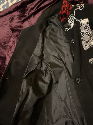 Cappotto donna patchwork nero e rosso