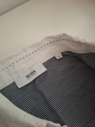 Camisa Boss niño rayas azul y blanco