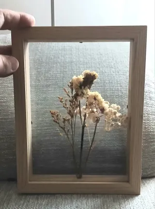 Decorazione Fiori Secchi Legno Vetro