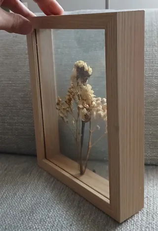 Decorazione Fiori Secchi Legno Vetro