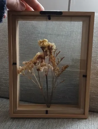 Decorazione Fiori Secchi Legno Vetro