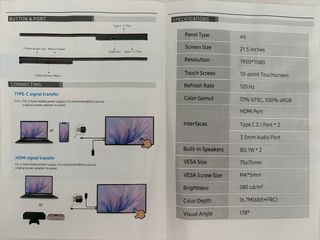 UPERFECT Pantalla Táctil Portátil 21.5