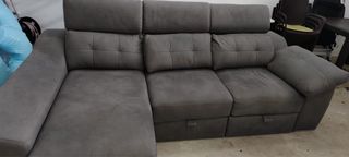 Sofá chaiselongue gris tela