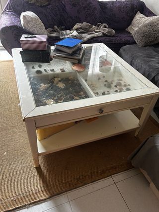 Mesa de centro Ikea cristal y madera