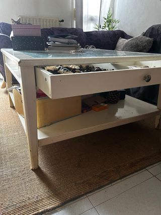 Mesa de centro Ikea cristal y madera