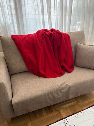 Capa abrigo roja con bufanda 100% lana de alpaca