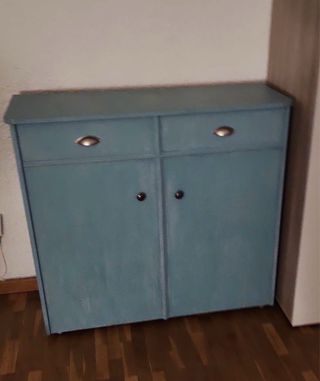 Mueble cama plegable azul