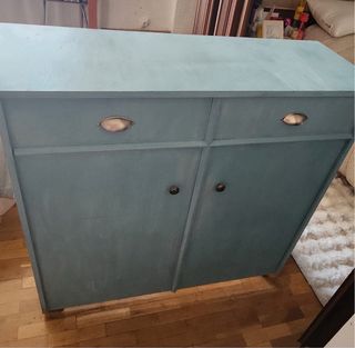 Mueble cama plegable azul, no invluye colchon