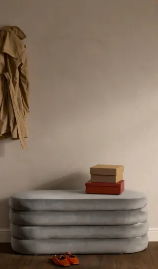 Banco butaca terciopelo gris Westwing