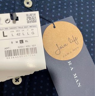 Camisa Zara Hombre Manga Corta Estampada Azul