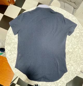 Camisa Zara Hombre Manga Corta Estampada Azul