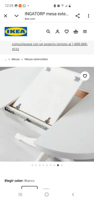 Mesa redonda extensible blanca