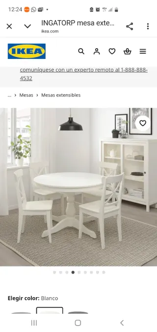 Mesa redonda extensible blanca