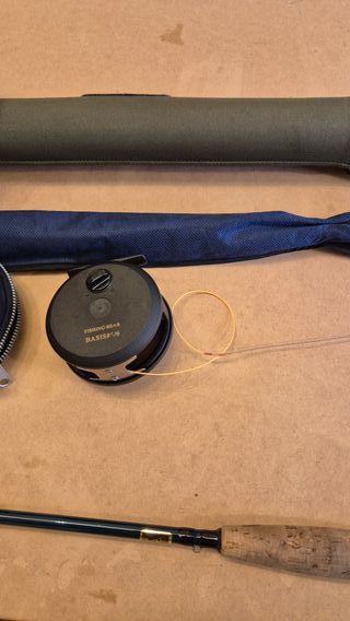 Caña de pesca a mosca + funda + carrete