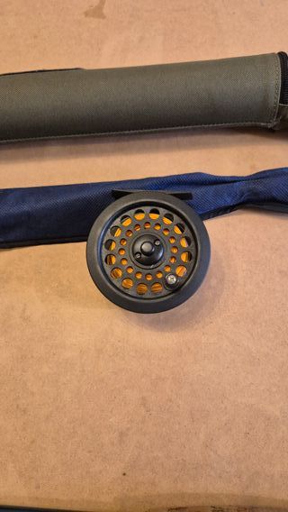 Caña de pesca a mosca + funda + carrete