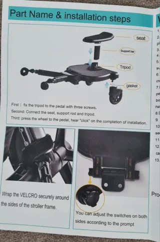 Patinete universal para carro de bebé con asiento