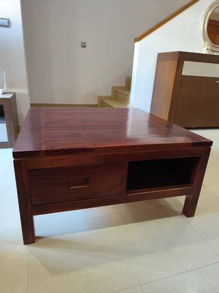 Mesa baja de madera maciza salón/sofá 90x90x45cm