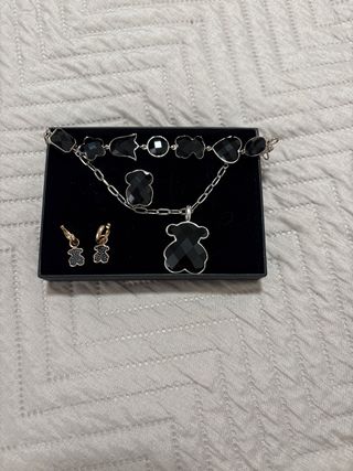 Conjunto Tous Oso Negro y Plata