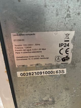 Lavavajillas sobre encimera