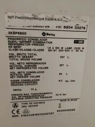 Cajón verdulero nevera Balay