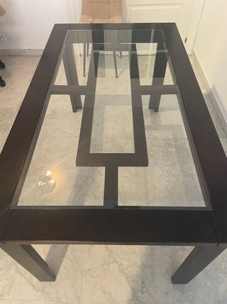 Mesa Comedor Madera y Cristal 160x90