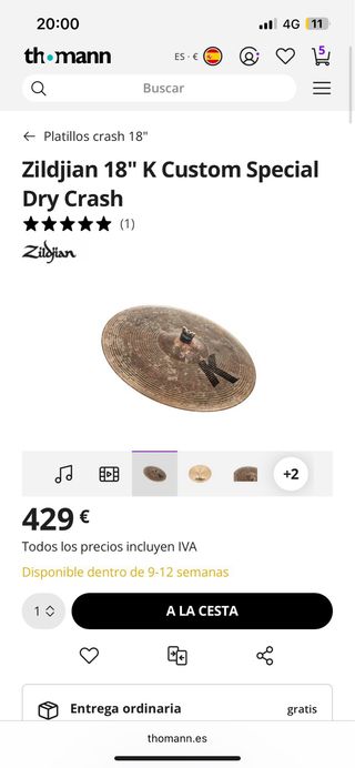 Prato Zildjian K Custom Special Dry Crash 18