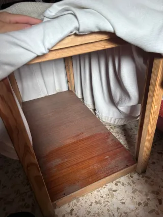 Mesa camilla beige y blanca