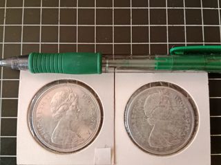 2 Monedas Dólar Canadá Plata 1965  y 1966 Canoa