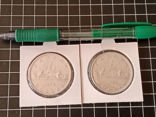 2 Monedas Dólar Canadá Plata 1965  y 1966 Canoa